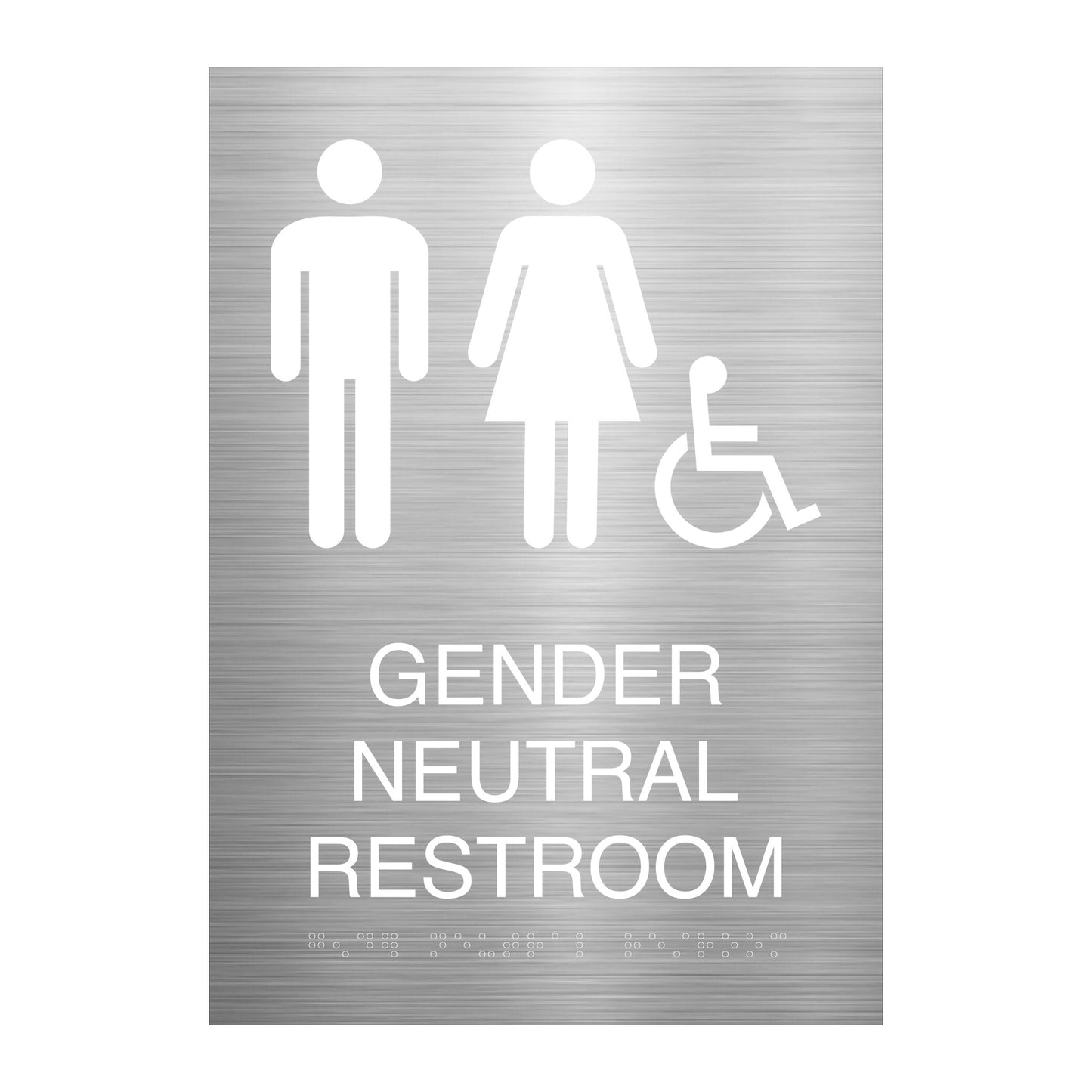 Gender Neutral Restroom Ada Sign Brushed Finish