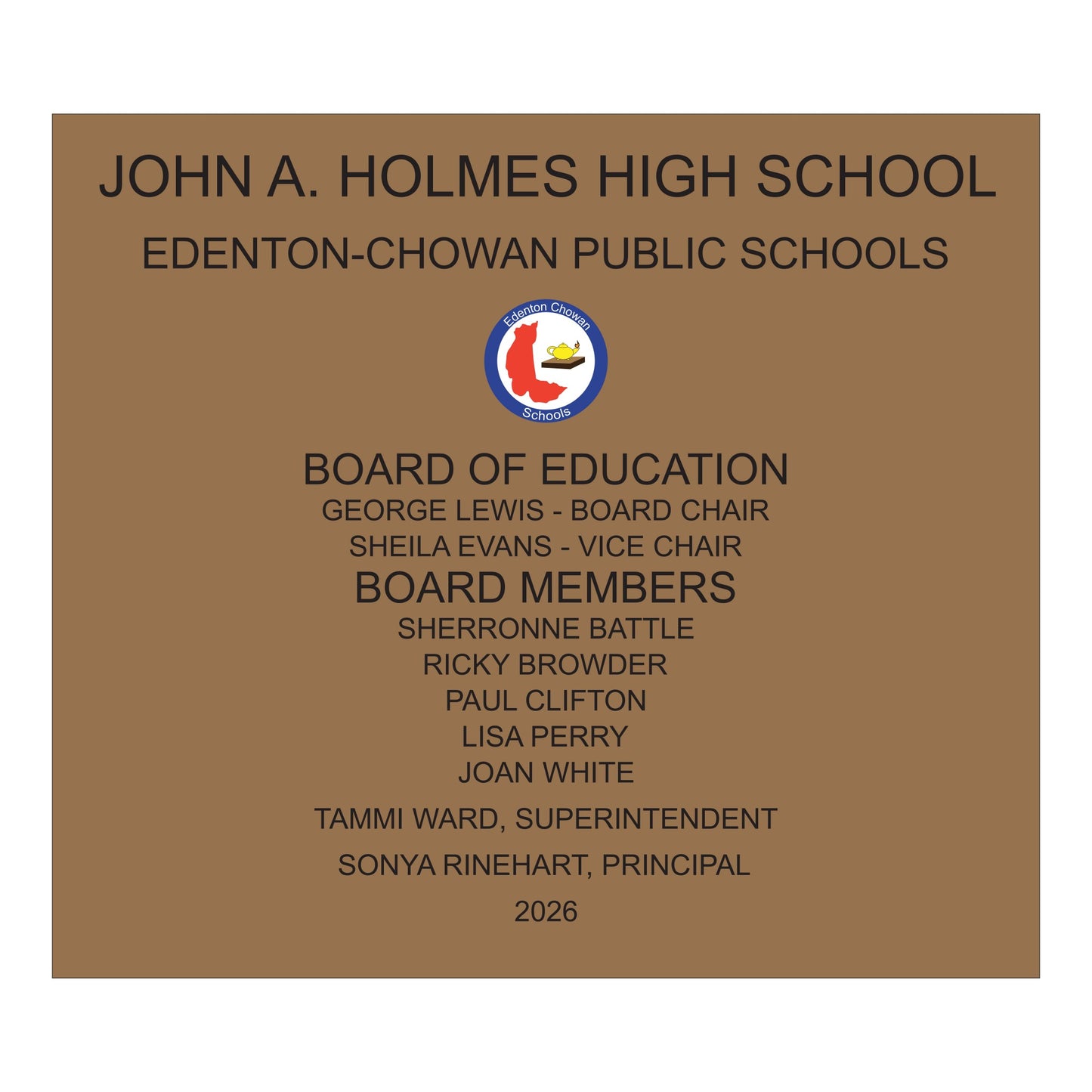 School Plaque Sign Aluminum Engrave Etched Sign