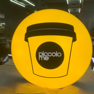 round cafe lightbox with cut vinyl