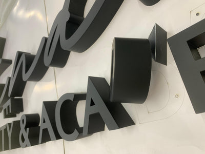 painted aluminum channel letter painted black in 5 inch