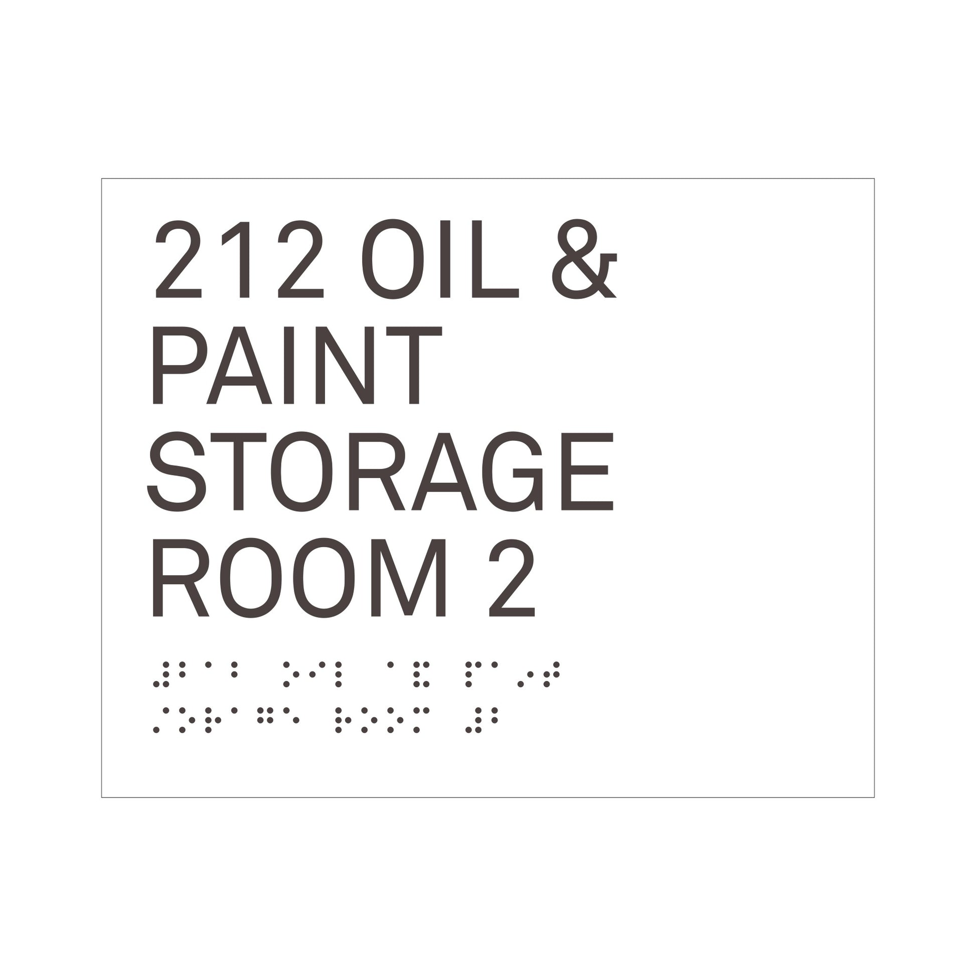 212 Oil And Paint Storage Room 2 Ada Sign
