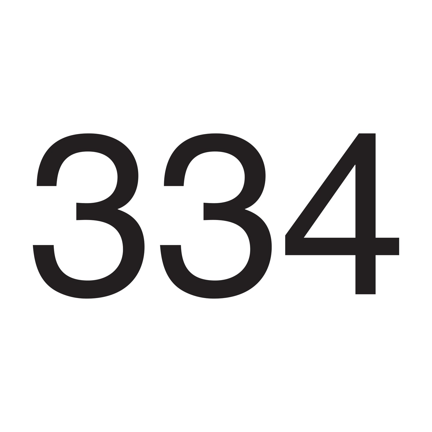 334 Arial Font Sign 10mm Thick Aluminum 10 Inch