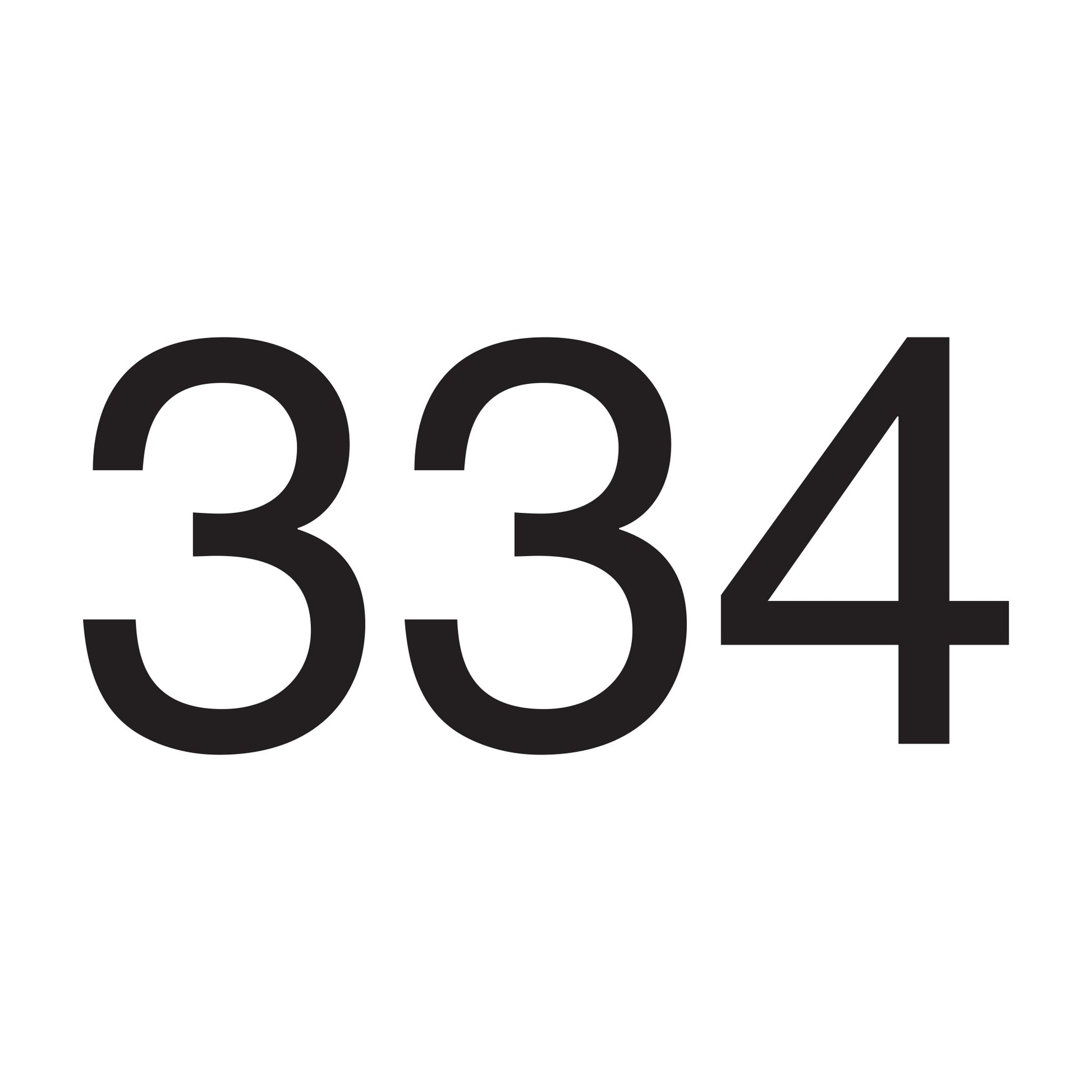 334 Arial Font Sign 10mm Thick Aluminum 10 Inch