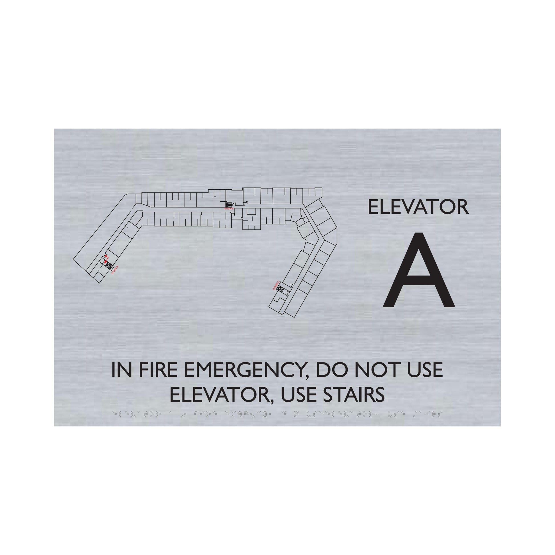 Egress Map Floor Plan Elevator A In Fire Emergency Sign