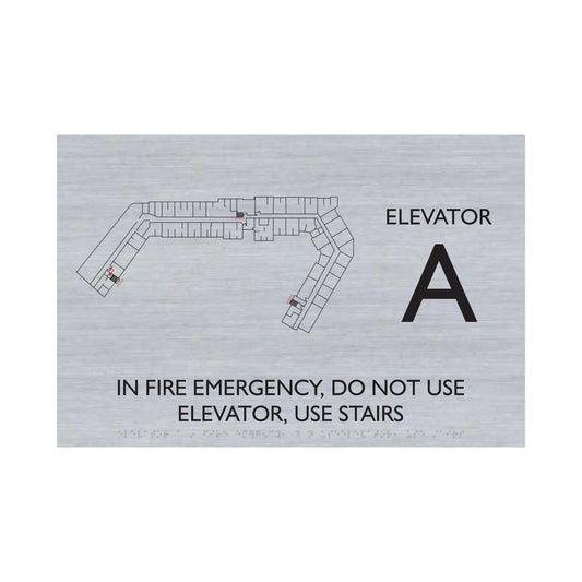 Egress Map Floor Plan Elevator A In Fire Emergency Sign