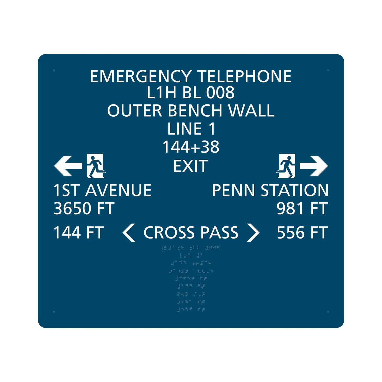 Emergency Telephone L1h Bl 008 Outer Bench Wall Exit Sign
