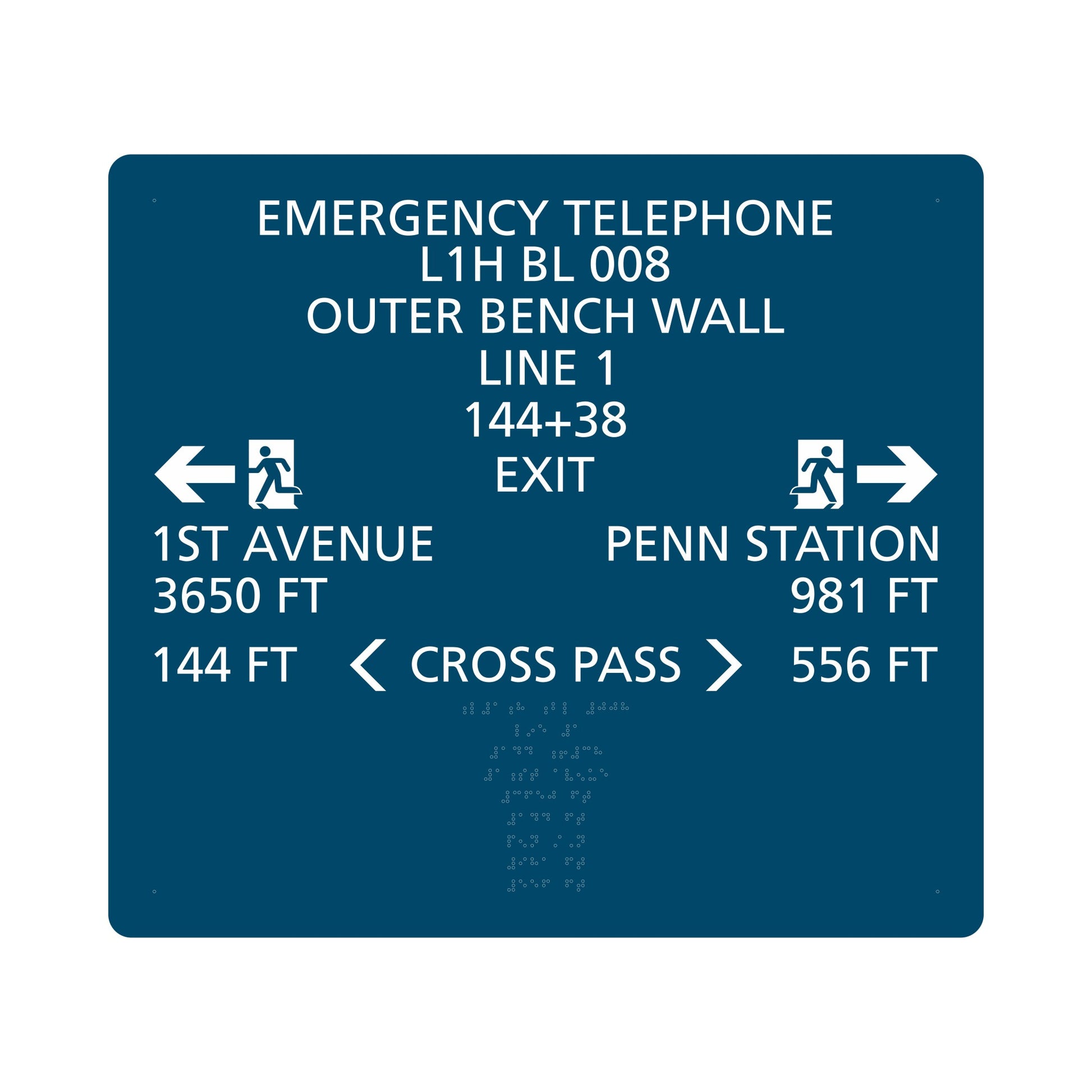 Emergency Telephone L1h Bl 008 Outer Bench Wall Exit Sign