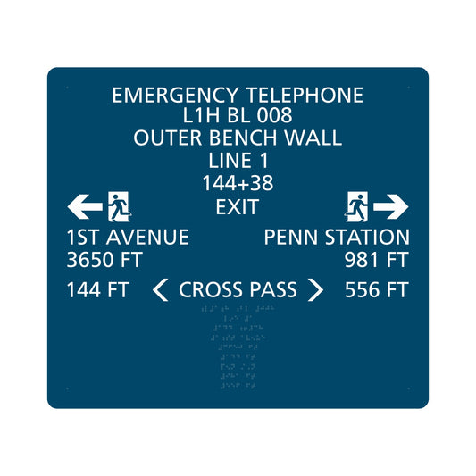 Emergency Telephone L1h Bl 008 Outer Bench Wall Exit Sign