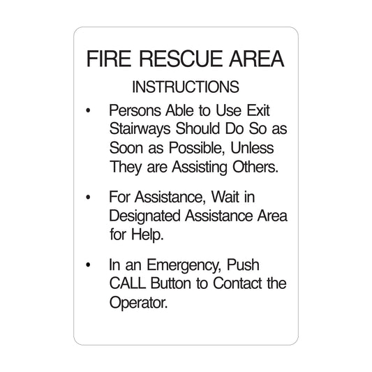 Fire Rescue Area Instructions Sign Warning Sign