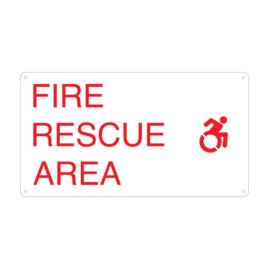 Fire Rescue Area Painted Red And White Sign