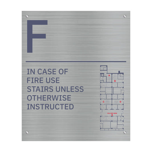 F Floor In Case Of Fire Use Stairs Unless Otherwise Instructed Map Sign