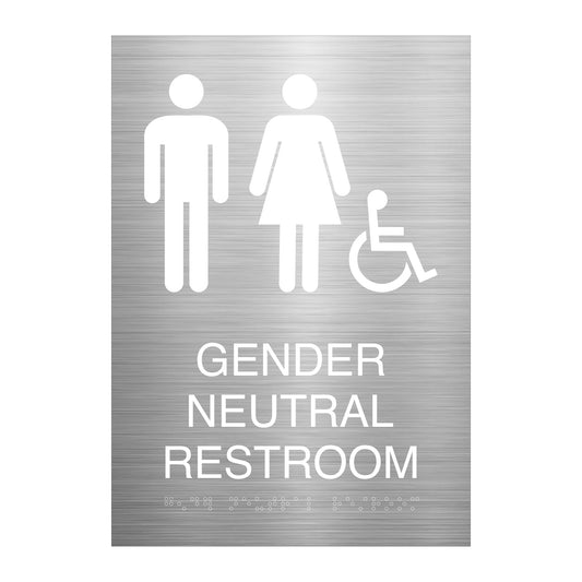 Gender Neutral Restroom Ada Sign Brushed Finish