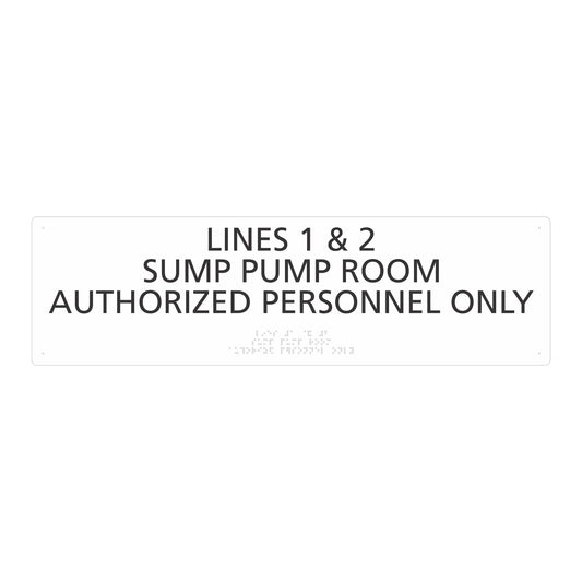Lines 1 And Lines 2 Sump Pump Room With Braille Sign