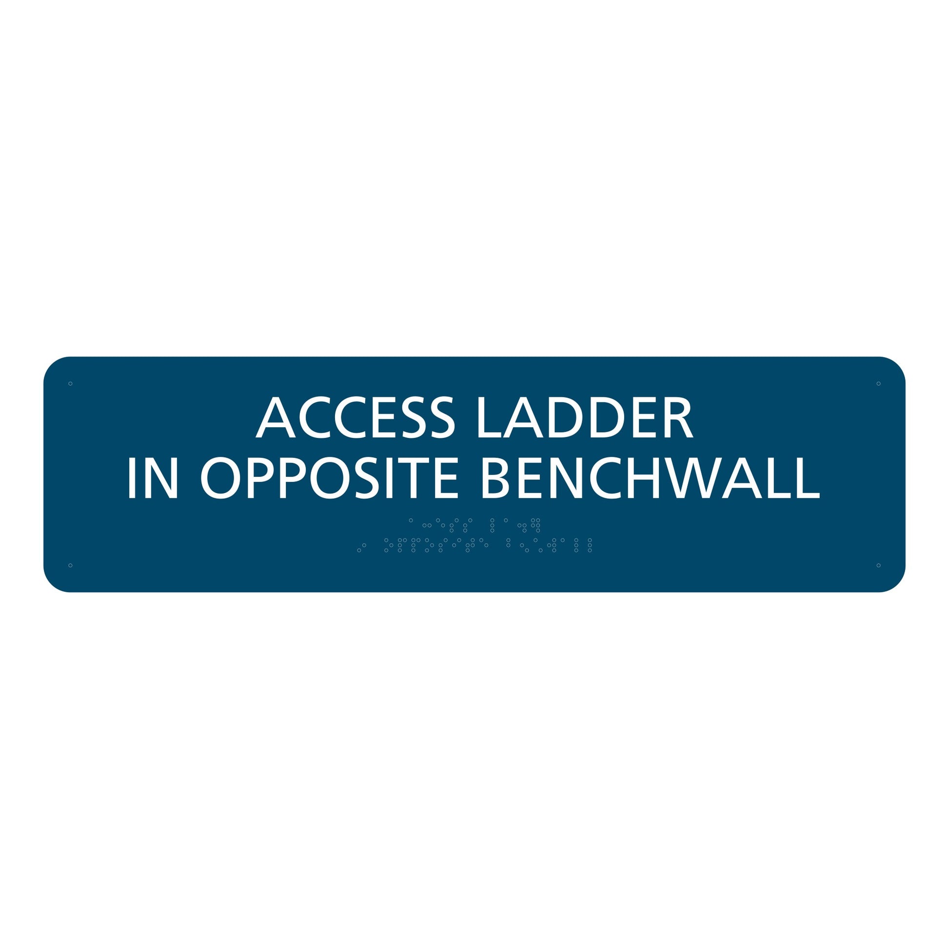 Outdoor Access Ladder In Opposite Benchwall Sign Ada Blue Text White Sign