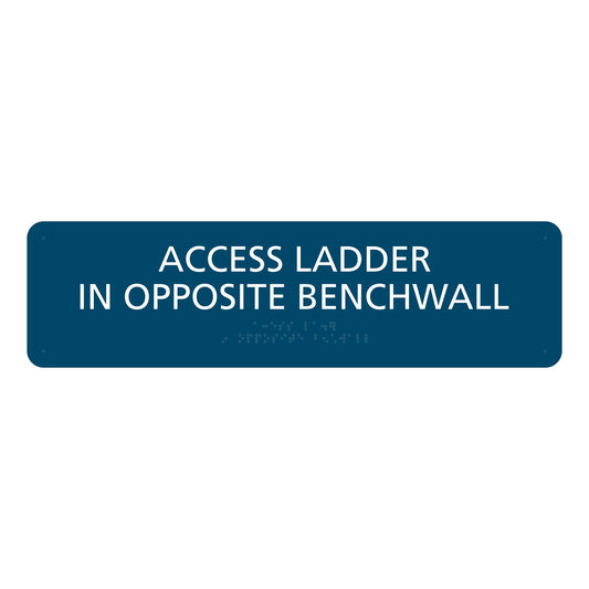 Outdoor Access Ladder In Opposite Benchwall Sign Ada Blue Text White Sign
