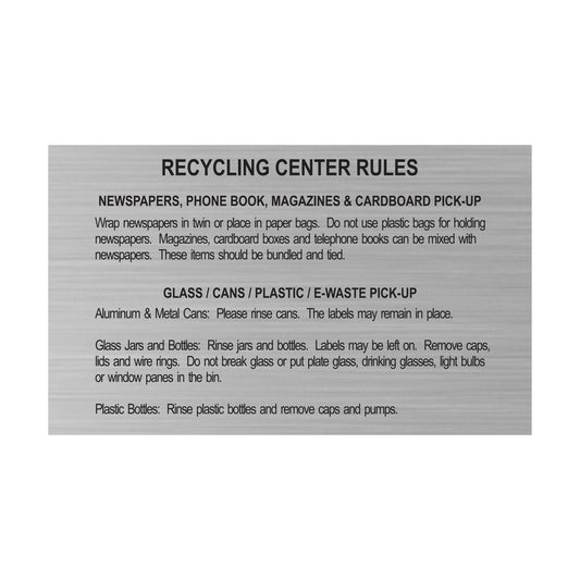 Recycling Center Rules Printed Graphics Sign