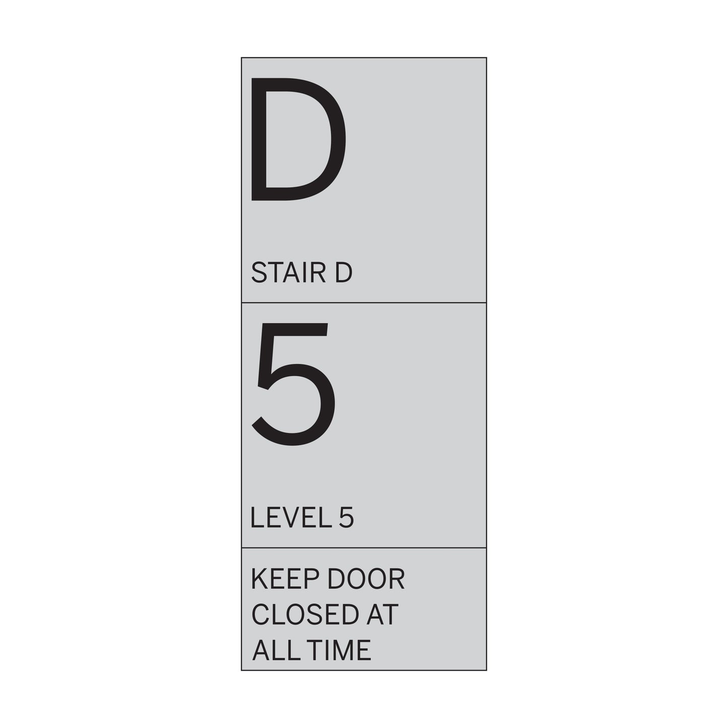 Stair D Level 5 Keep Door Closed At All Time Sign
