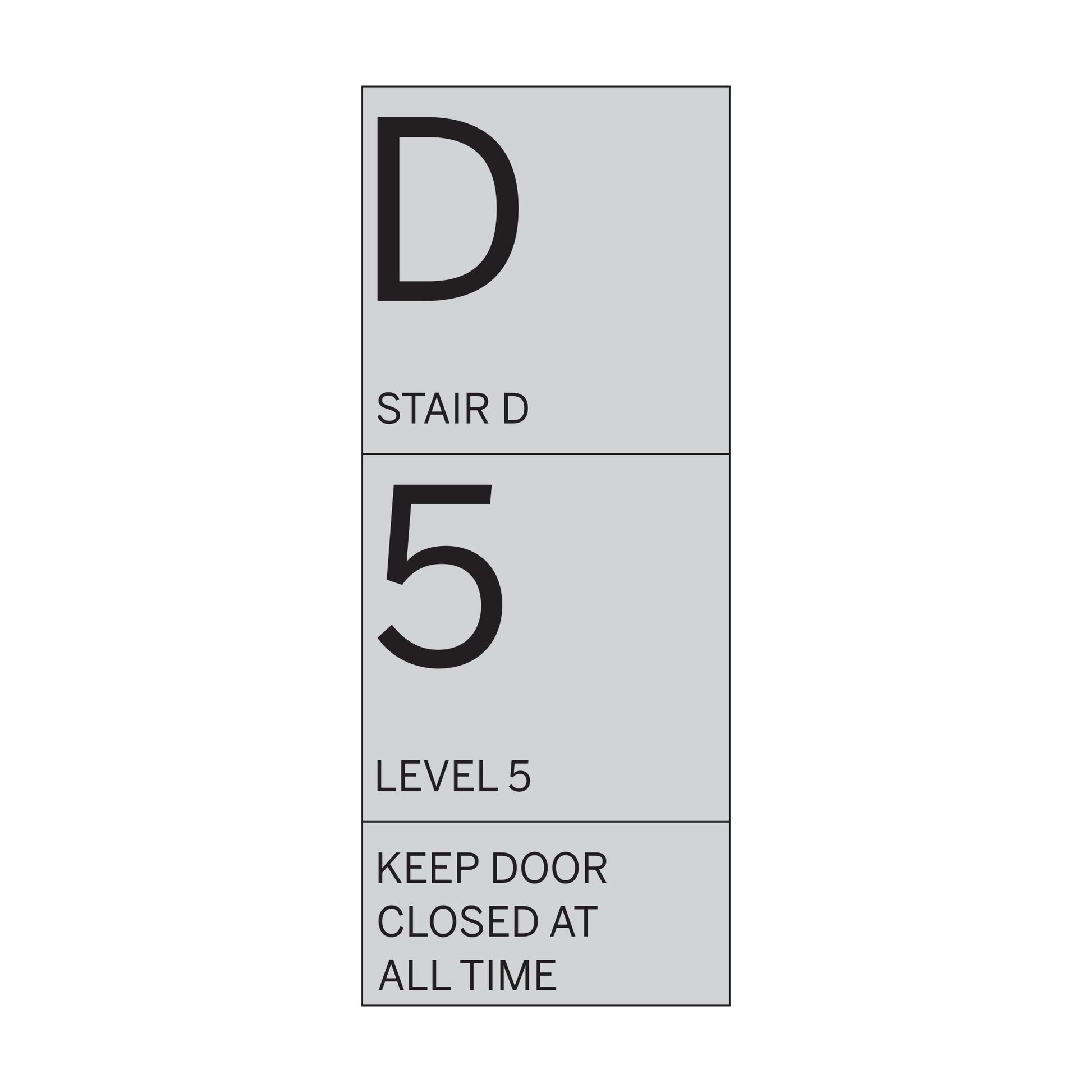 Stair D Level 5 Keep Door Closed At All Time Sign