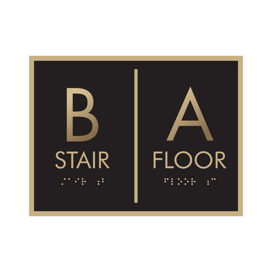 Stair B Floor A Ada Brass Etched Sign
