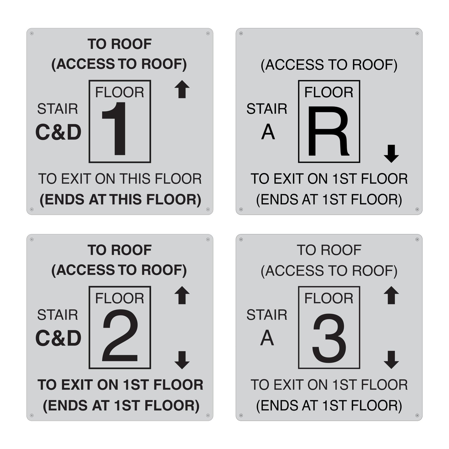 To Roof Access To Roof 1 2 3 R Indicator Sign
