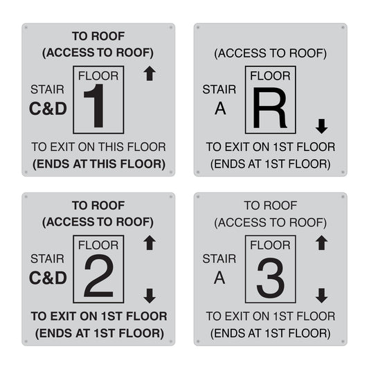 To Roof Access To Roof 1 2 3 R Indicator Sign