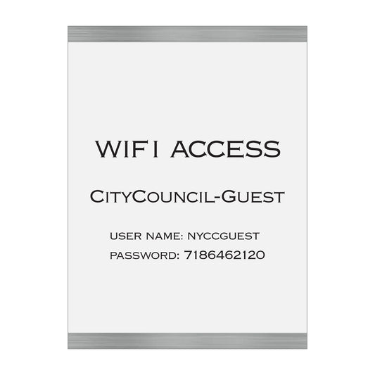 Wifi Access City Council Guest Sign Paper Insert Sign