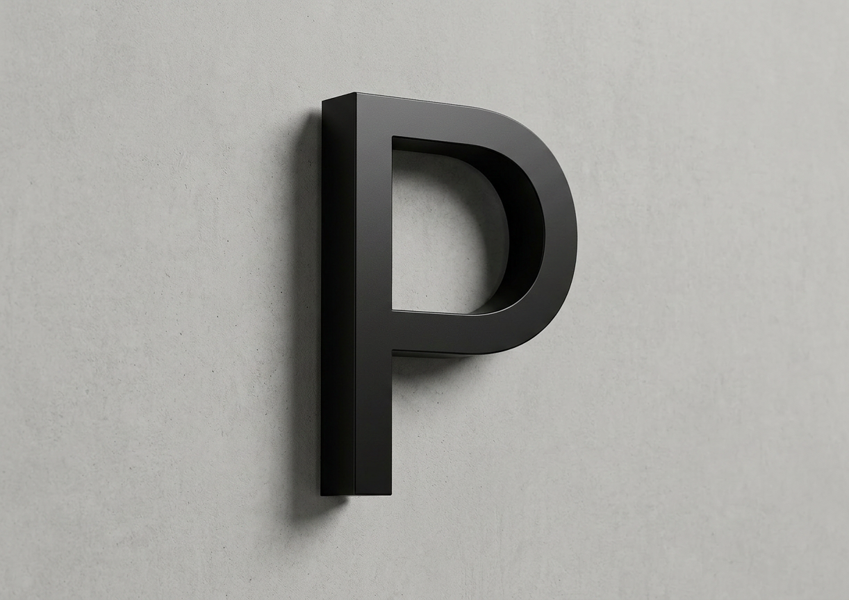 Channel Letter p Gotham Black