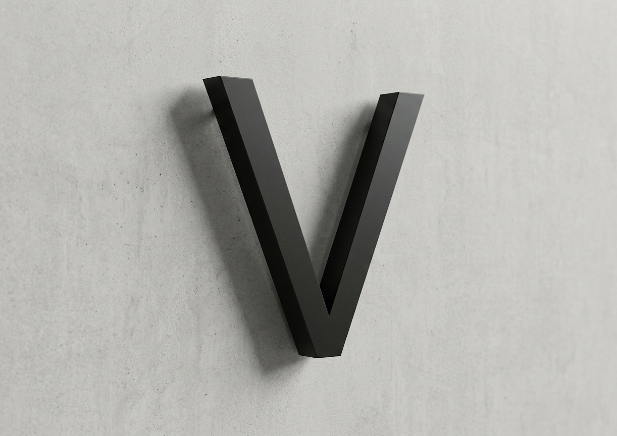Channel Letter V Gotham Black