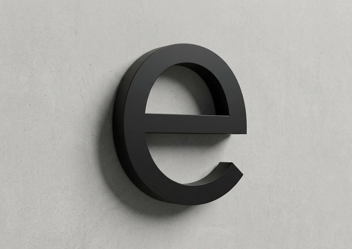 Channel Letter e Gotham Black