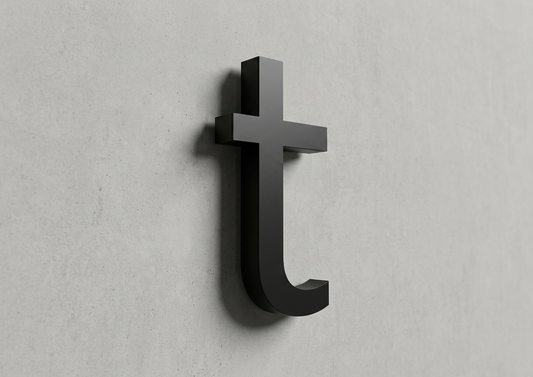 Channel Letter t Gotham Black
