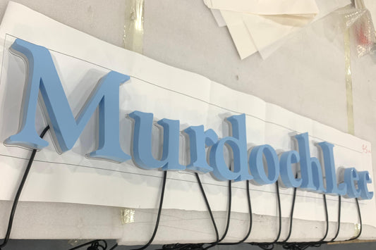 painted blue LED backlit channel letter