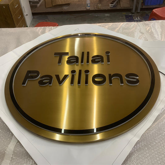 stainless steel electroplated gold finish acrylic letter applied