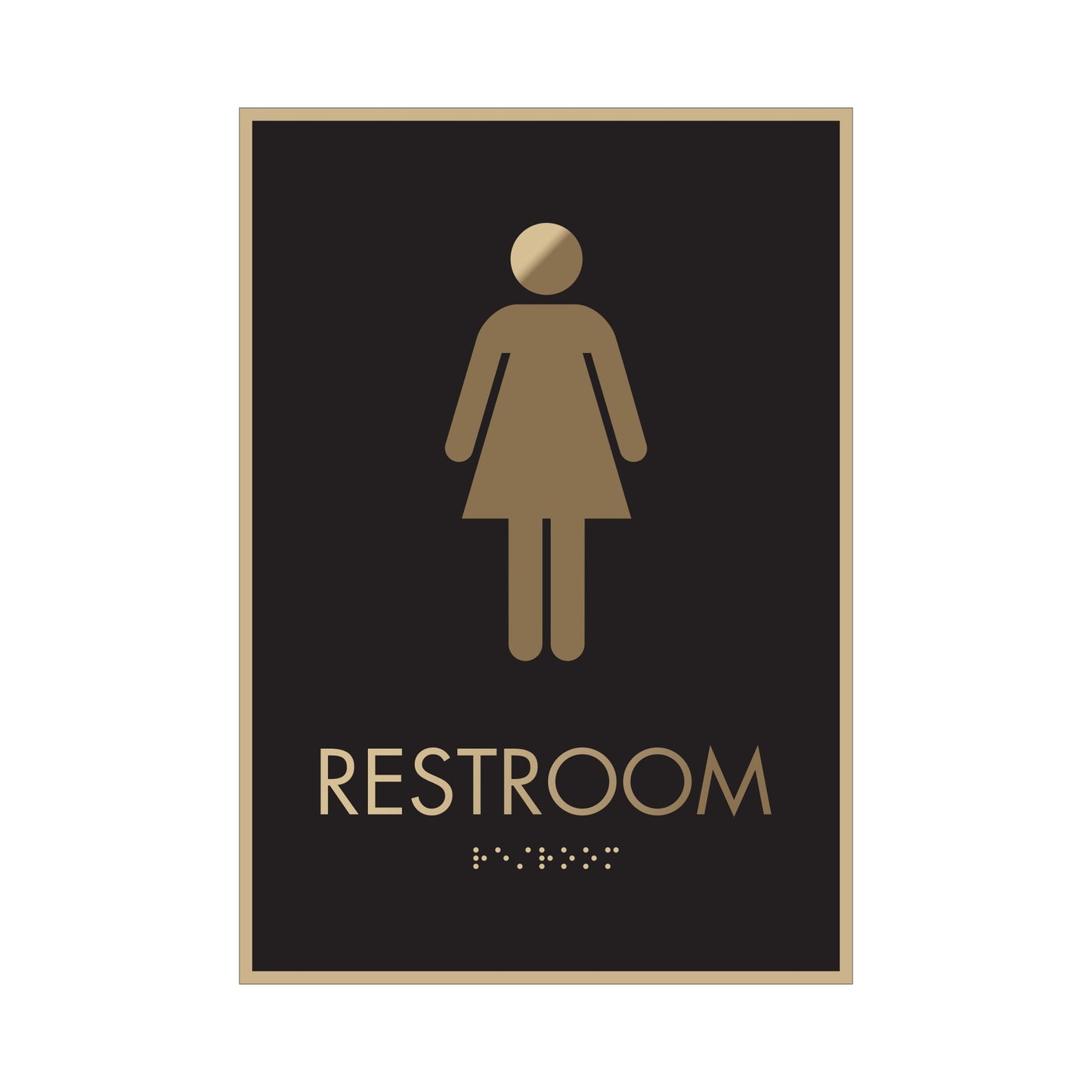 Restroom Women Sign Brass Engraved Fill Painting Black Sign