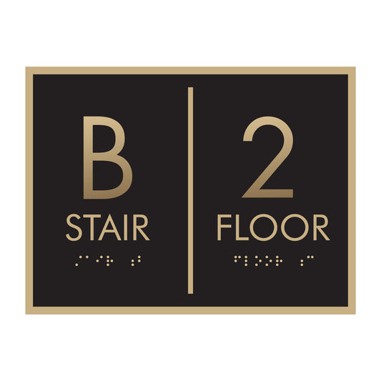 Stair B Floor 2 Ada Brass Etched Sign