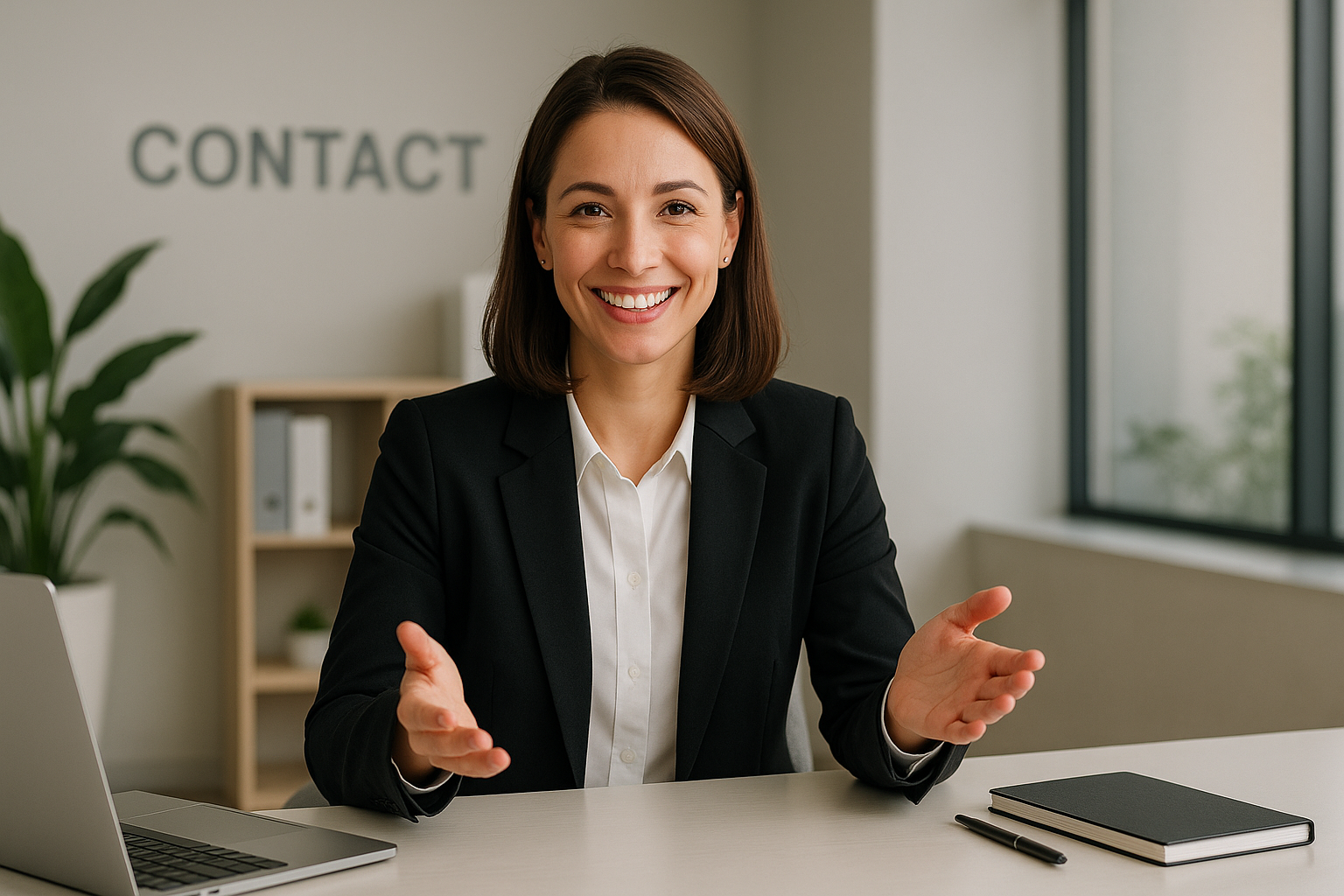 This is in my contact page, I need a banner picture, a professional is waiting and listening to her customers. With a general smile, like most of website contact page banner picture do.